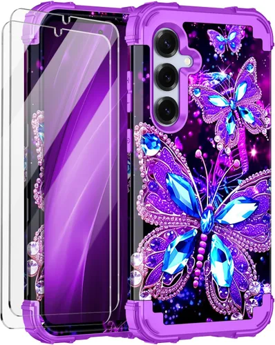 Vista 16 de Miqala Funda para Galaxy A14 5G, que brilla en la oscuridad, tres capas, resistente, a prueba de golpes, cuerpo completo, parachoques de plástico