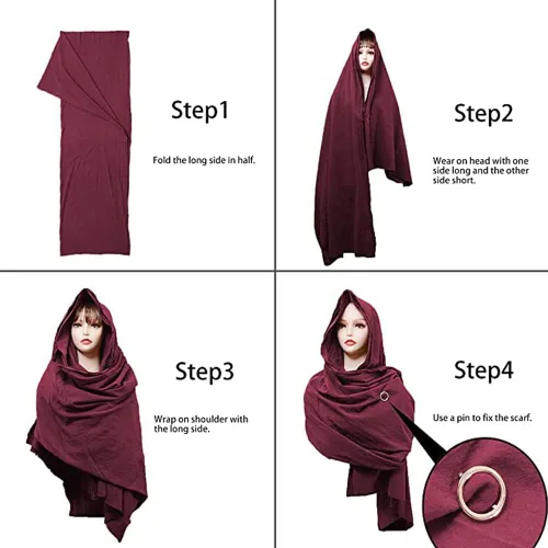 Vista 3 de Bufanda con capucha estilo pícaro, capa medieval, renacentista, para hombre, calentador de cuello con capucha, accesorios Cyberpunk
