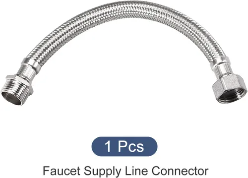 Vista 8 de METALLIXITY Conector de línea de suministro de grifo (200mm/8"), acero inoxidable 304 G1/2 hembra a conector de manguera de suministro de agua macho