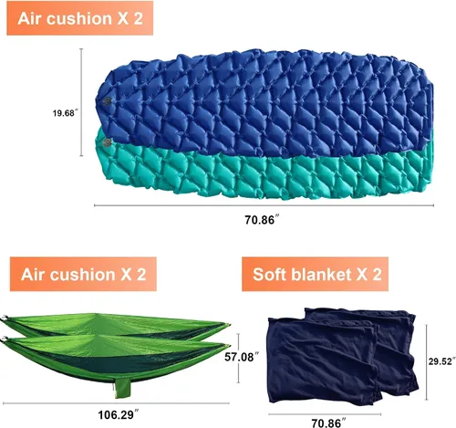 Vista 4 de Northroad 9PCS Camping Tent Kit, Including 1 2/3 Person Dome Tent, 2 Sleeping Bag, 2 Sleeping Pad/Camping Mat, 2 Single Camping Hammock with 2 Tree