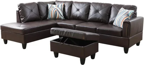 Vista 6 de A Ainehome Sofá seccional de muebles, moderno sofá de cuero en forma de L para sala de estar, apartamento y espacio pequeño