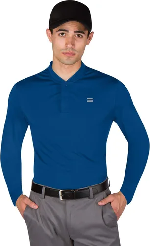 Vista 2 de Mens Dry Fit Long Sleeve Collarless Golf Shirt, Quick Dry Polos, Stretch Fabric