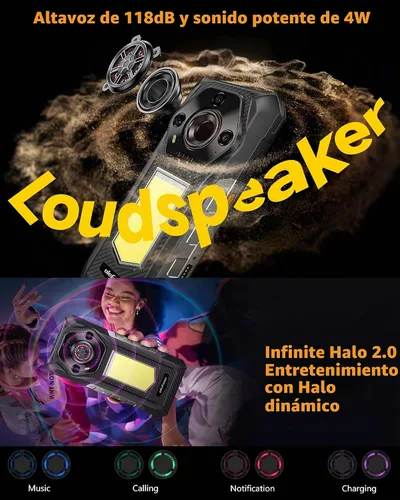 Vista 7 de Ulefone Armor 30 4G Android 15 Teléfono resistente, 24 GB+512 GB, pantalla FHD de 120 Hz de 6.95", luz LED versátil de 1236LM, cámara visión