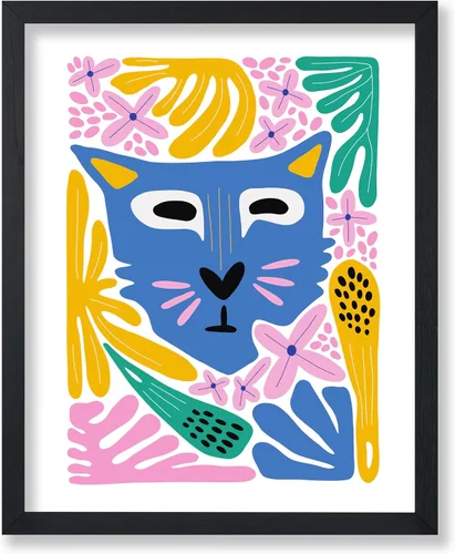 Vista 46 de Poster Master Póster de gato – Estampado floral retro – Arte de flores – Arte colorido de gato – Arte bohemio chic – Arte abstracto genial – Arte