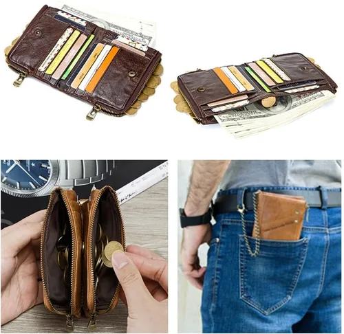 Vista 4 de KITOLTER - Cartera para hombre con bloqueo RFID de piel auténtica Coffee