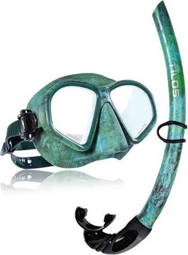 Vista 6 de Tilos Spawn - Juego de esnórquel con máscara de camuflaje para pesca submarina, buceo libre, buceo, esnórquel