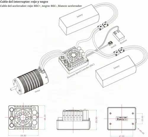 Vista 2 de XC C8 sin sensor ESC sin escobillas para 1/8 RC coche, 3-6S 160A
