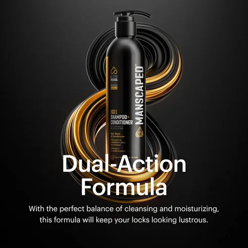 Vista 4 de MANSCAPED® Champú y acondicionador 2 en 1, fórmula UltraPremium infundida con algas marinas, agua de coco, aloe para nutrir e hidratar el cabello