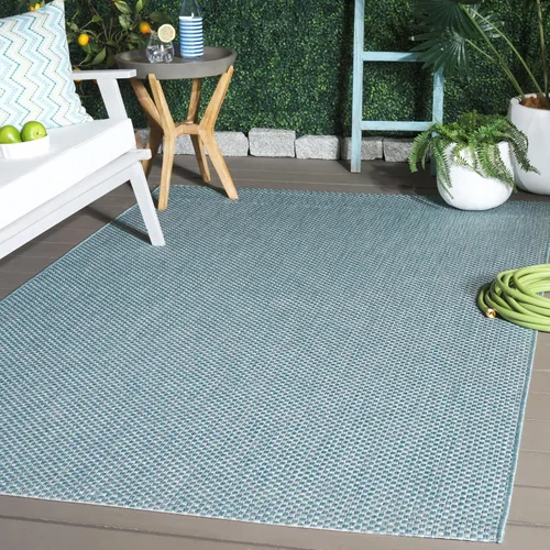 Vista 114 de SAFAVIEH Alfombra Lavable para Exteriores Colección Courtyard - 2'3" x 5', Azul Aqua y Gris, No Desprende Pelusa y Fácil Limpieza, Ideal para Patio