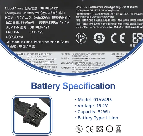 Vista 2 de 00UR891 01AV493 SB10L84121 Reemplazo de batería para portátil Lenovo ThinkPad T570 T580 P51S P52S Series 00UR890 00UR892 SB10L84121 SB10L84122
