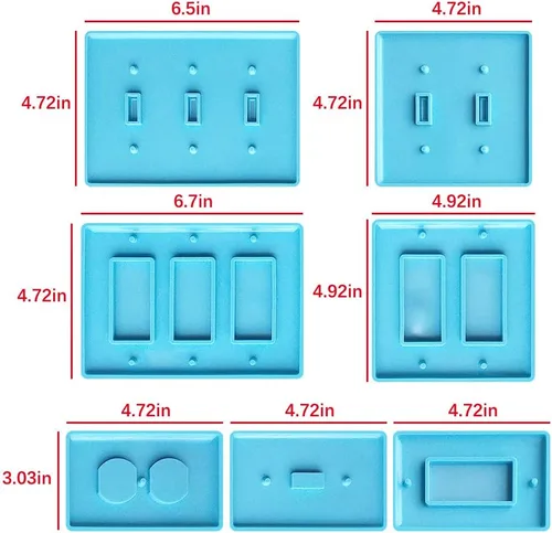 Vista 3 de 7 moldes de resina para cubierta de interruptor de luz, molde de yeso para panel de enchufe de interruptor para resina epoxi, moldes de silicona