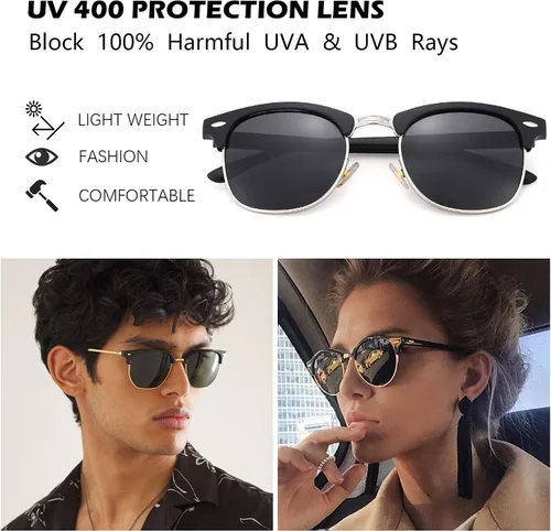 Vista 4 de Pro Acme Gafas de sol polarizadas clásicas sin montura con remaches metálicos