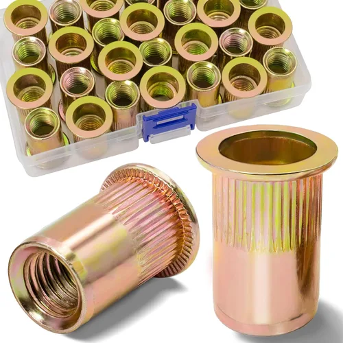 Vista 19 de Tuerca de remache UNC de 1/2 ''-13, 10 piezas de acero inoxidable 304 cabeza plana remache roscado inserto Nutsert