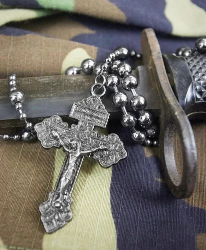 Vista 6 de Rosario militar Soldado de Dios Basado en rosarios de guerra emitidos a tropas en la Primera Guerra Mundial Es un gran regalo para hombres