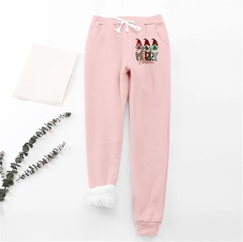 Vista 3 de vrvtoov Pantalones de forro polar con estampado de Papá Noel, pantalones térmicos casuales para mujer, pantalones deportivos de Navidad para yoga