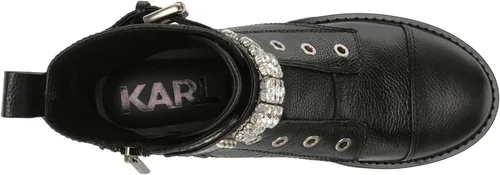 Vista 5 de Karl Lagerfeld Paris Botas de combate Maeva con suela Lug-Sole para mujer con detalles de cristal