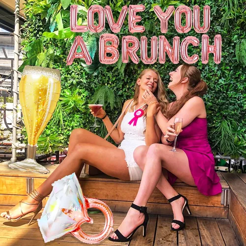 Vista 5 de LaVenty Juego de 48 globos de oro rosa Love You a Brunch y decoración para despedida de soltera, fiesta