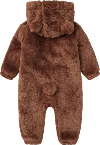 Vista 3 de Traje de nieve para bebé, con orejas de oso, overol con capucha y cremallera, abrigo de invierno