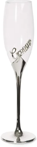 Vista 2 de Pavilion Gift Company Glorious Occasions: Flauta de copa de champán para padrino de boda, 8 onzas, color plateado