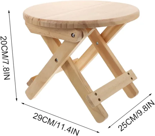 Vista 6 de Happyyami Taburete plegable redondo taburete plegable taburete bajo de madera taburete antideslizante Silla pequeña de madera para el hogar taburete