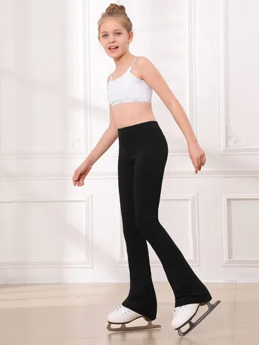 Vista 6 de Stelle Pantalones de patinaje artístico para niña, leggings de patinaje sobre hielo, forro polar cálido, ropa de entrenamiento