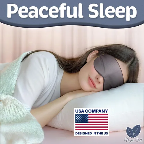 Vista 2 de Antifaz para dormir - Gris oscuro, 100% viscosa derivada de bambú - Máscara de ojos ligera con correa ajustable - Venda opaca para dormir