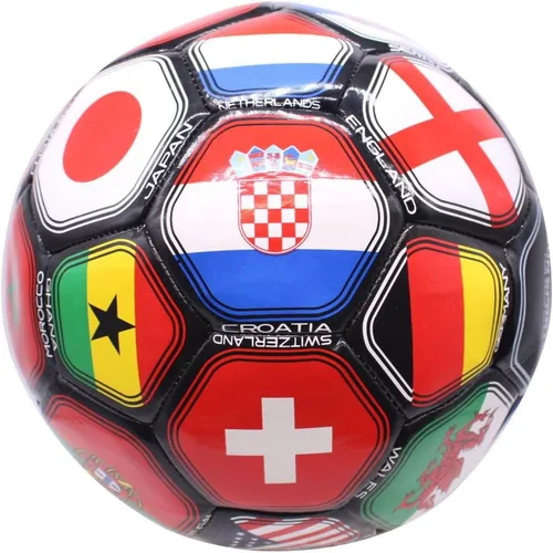 Vista 3 de Balón de fútbol al aire libre con bandera del mundo 2026 con bandera del mundo - Talla 5 - Verion negro