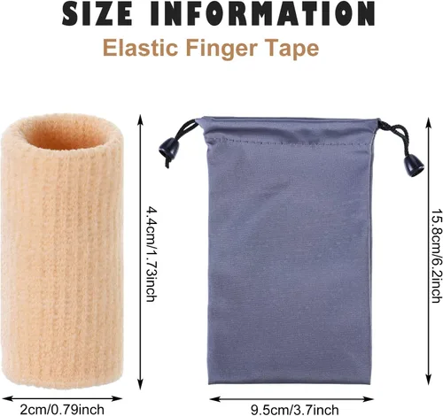 Vista 2 de Skylety 30 fundas para dedos con 1 bolsa de almacenamiento, protector de soporte de férula para el pulgar, cinta elástica transpirable para los Beige