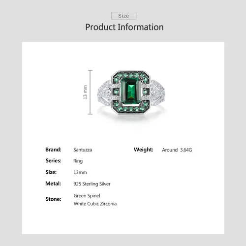 Vista 4 de Santuzza Anillo de plata de ley 925 con circonita cúbica para mujer, Plata Esterlina Gema, Zirconia cúbica