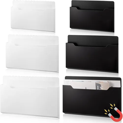Vista 17 de Fuutreo Organizador magnético de archivos de pared, 6 unidades, soporte magnético para archivos de pared, frigorífico, revistas, papel para cartas