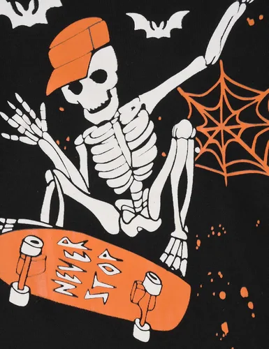 Vista 3 de Joyond Pijamas de algodón de Halloween para niños, talla 2T-14, conjunto de pijama de manga larga de 2 piezas para niños