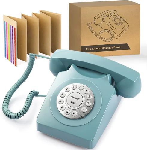 Vista 9 de Libro de invitados de audio retro en forma de teléfono para bodas y eventos - Graba y guarda mensajes de invitados, recargable, fácil de usar