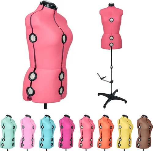 Vista 8 de BHD BEAUTY Maniquí de Costura Ajustable de Tela Femenino Beige con 13 Diales para Coser, Torso Corporal de Maniquí con Soporte Trípode, Altura