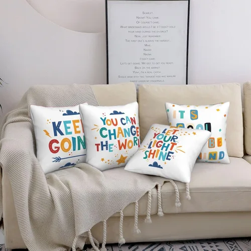 Vista 3 de Juego de 4 fundas de almohada para el aula de 18 x 18 pulgadas, fundas de almohada decorativas para niños y niñas