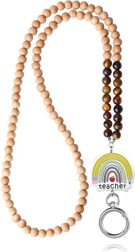 Vista 9 de Cordones para insignias de identificación y llaves para mujeres, lindo cordón de profesor con soporte para identificación, cordón de cuentas