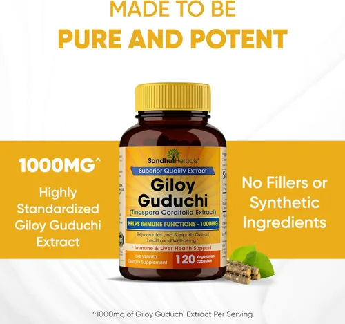 Vista 8 de SANDHUHERBALS Giloy orgánico (Guduchi) Polvo Herbal 120 cápsulas vegetarianas para hombres y mujeres Suplemento herbario natural para apoyo
