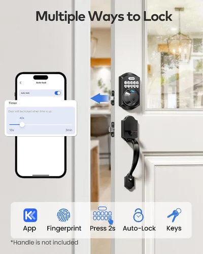 Vista 8 de TEEHO TE012W - Cerradura inteligente WiFi, cerradura de puerta con huella dactilar con Wi-Fi incorporado, cerradura inteligente sin llave