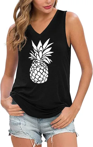 Vista 5 de MAGICMK Camiseta sin mangas para mujer, de verano, casual, holgada, cuello en V, básica, para entrenamiento