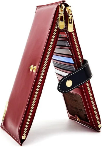 Vista 12 de ANDOILT - Cartera de cuero genuino para mujer con bloqueo RFID para tarjeta de crédito con cremallera