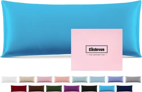 Vista 44 de Fundas de almohada de seda con cremallera, funda de almohada de morera, azul bebé, estándar, 1 unidad 20x26 Silk Pillowcase for Hair and