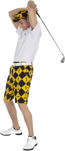 Vista 3 de Royal & Awesome Pantalones cortos de golf para hombre, pantalones cortos de golf locos para hombres, pantalones cortos a cuadros para hombre