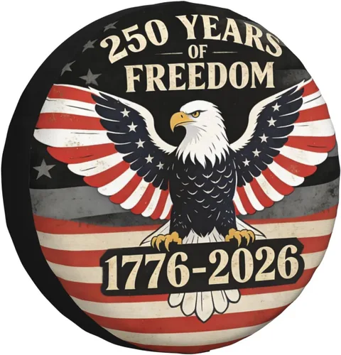 Vista 18 de 250 Anniversary of US Spare Tire Cover Dust-Proof UV Sun Wheel Covers Fit for Trailer, RV, SUV and Many Vehicle 14 inch Wheel