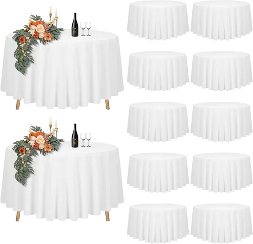 Vista 21 de Paquete de 12 manteles rectangulares beige para mesas de 6 pies de 60 x 102 pulgadas, manteles impermeables beige a granel para bodas, poliéster