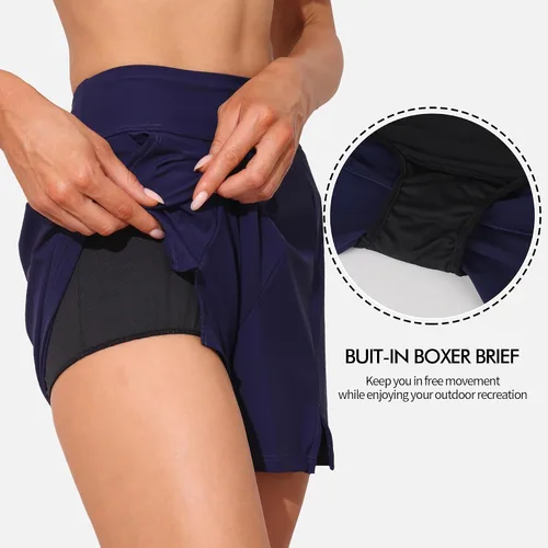 Vista 5 de Traje de baño para mujer con bolsillos, cintura alta, control de abdomen