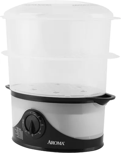 Vista 2 de Aroma Housewares - Vaporizador de alimentos de 2 niveles, apto para lavavajillas (AFS-140B), color negro, 6 litros