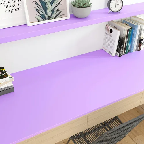 Vista 5 de YENHOME Papel tapiz de color liso morado para gabinetes, regreso a la escuela, 17.7 x 80 pulgadas, papel tapiz de despegar y pegar de color morado