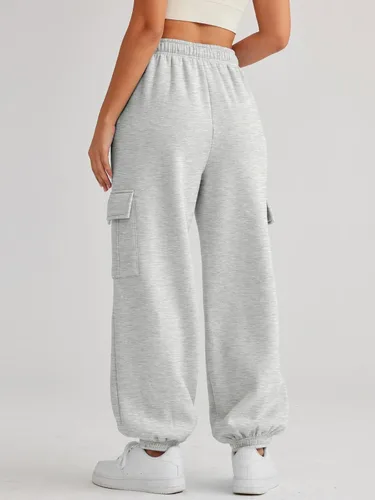 Vista 3 de AUTOMET Pantalones deportivos tipo cargo para mujer, de gran tamaño, de forro polar, trajes de moda de otoño, ropa Y2K 2023 con bolsillos