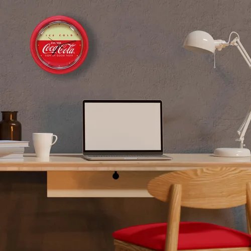 Vista 3 de Mark Feldstein & Associates Drink Coca Cola - Reloj de pared estilo retro para nevera, color rojo, 10 pulgadas