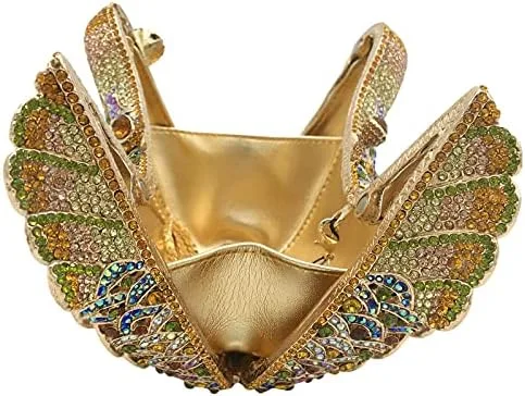 Vista 5 de Boutique De FGG Monederos de mano de cristal para mujer, elegante bolso de noche con diamantes de imitación, paloma de graduación, bolso de mano