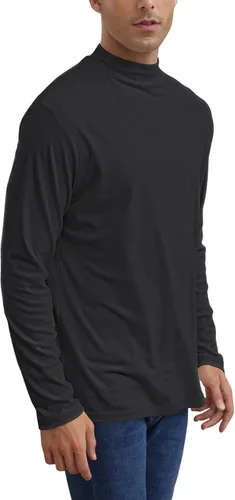 Vista 3 de Camisetas casuales de cuello alto falso para hombre, manga larga, térmicas, elásticas, básicas, ligeras, camisetas